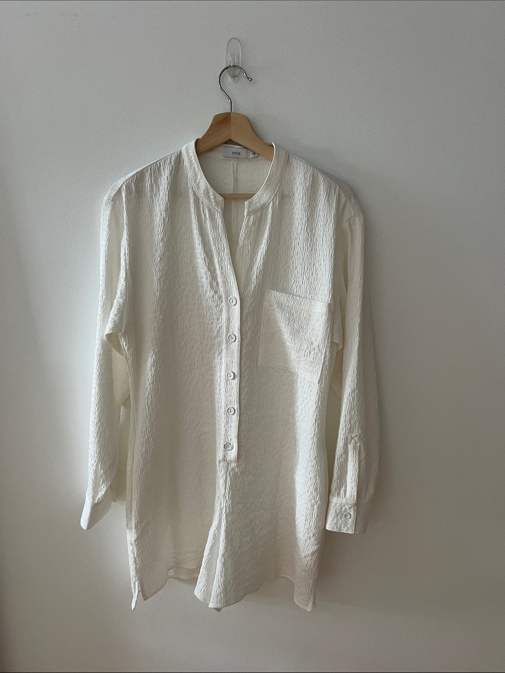 Onia White Textured Button-Front jumpsuit. ( coverup with pockets)